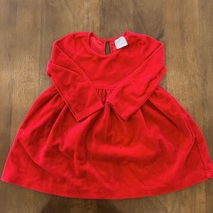Hanna Andersson girls red velour dress, 18-24 mo, excellent condition